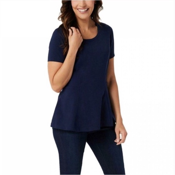 Cardigan Long Isaac Mizrahi – Dentelle, Péplum, Bleu Marine – Taille M – Neuf Sans étiquettes